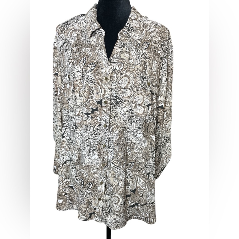 Dressbarn Paisley Button-Up Shirt